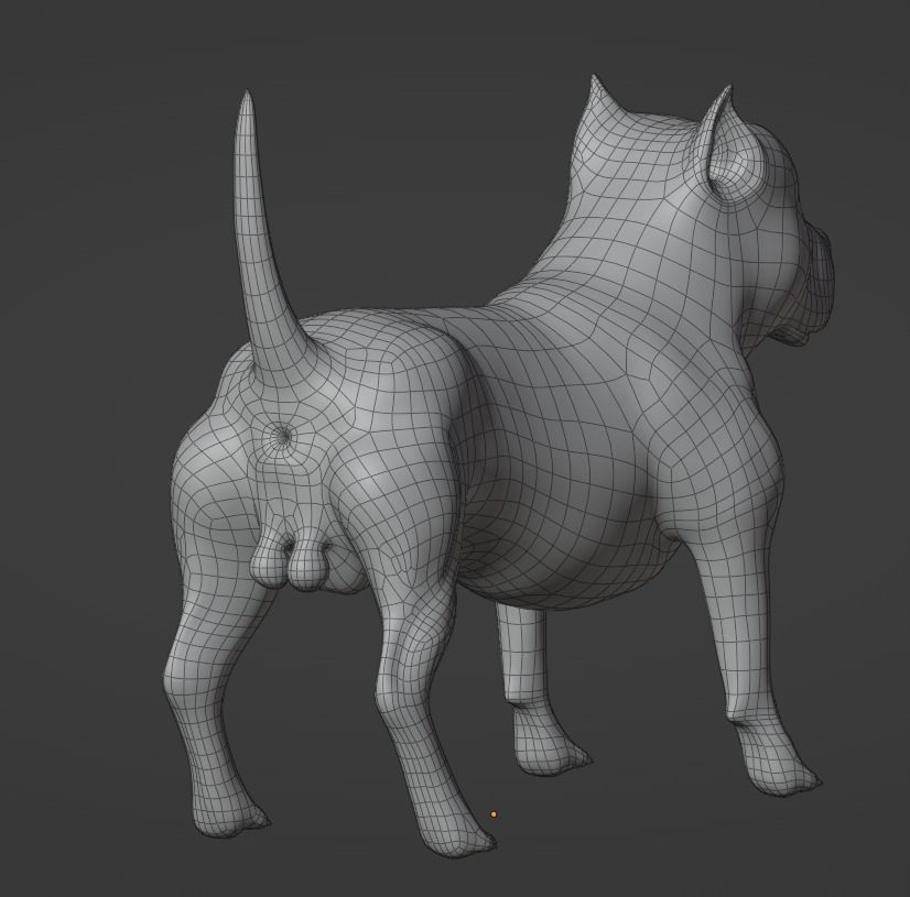 Pitbull American Bully Low-poly 3D model_8