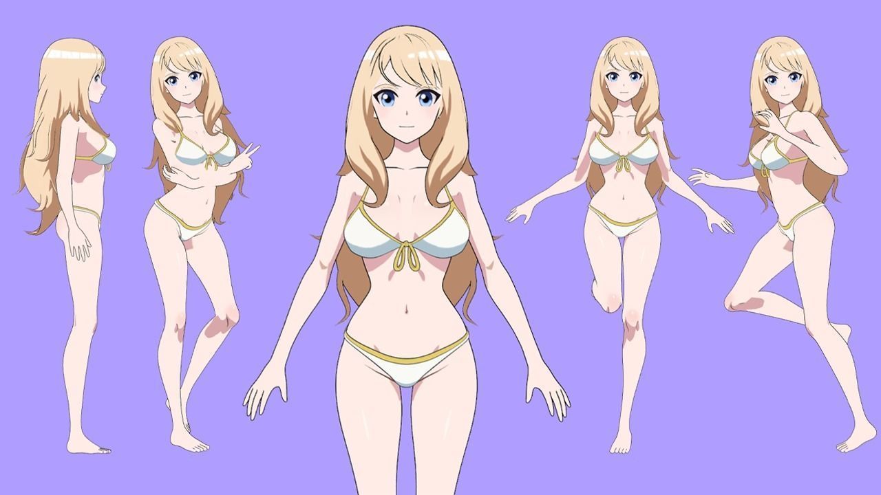 Summer Collection 4 Anime Bikini 3D Characters Low-poly 3D model_26