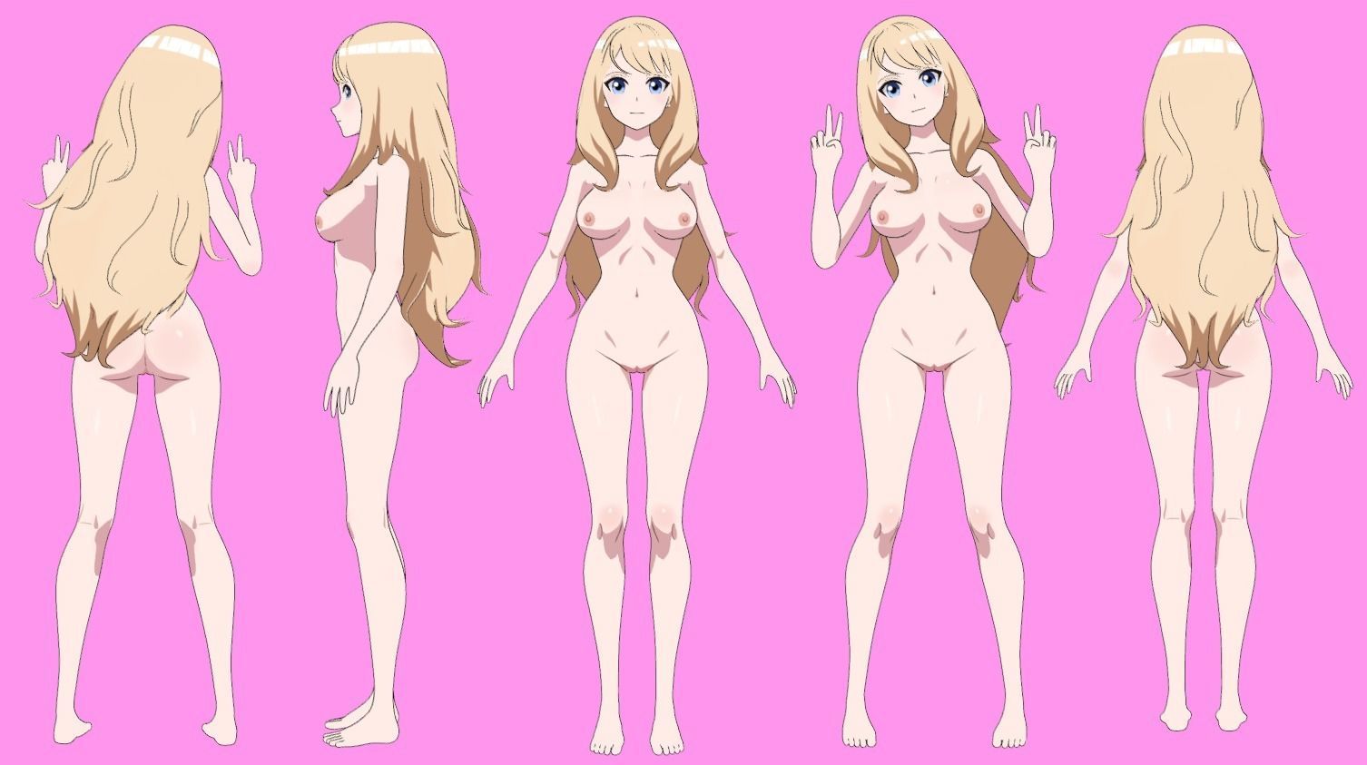 Summer Collection 4 Anime Bikini 3D Characters Low-poly 3D model_31