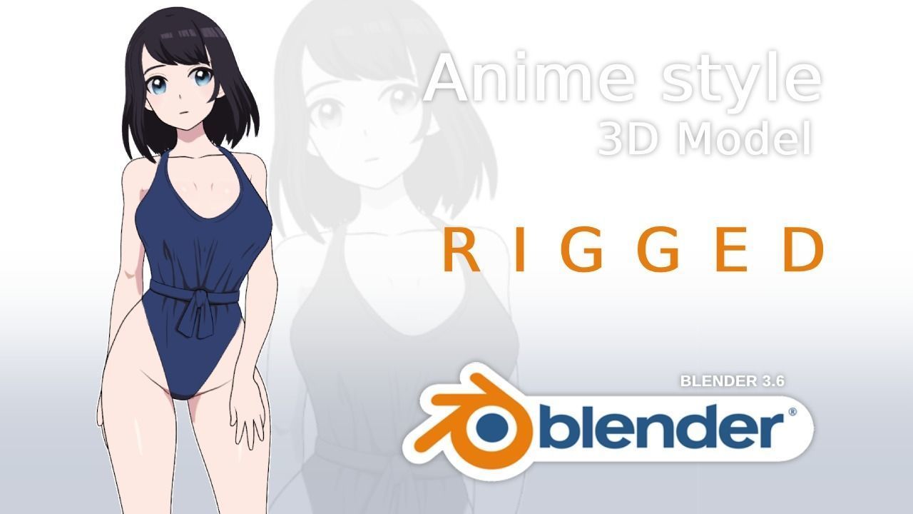 Summer Collection 4 Anime Bikini 3D Characters Low-poly 3D model_15