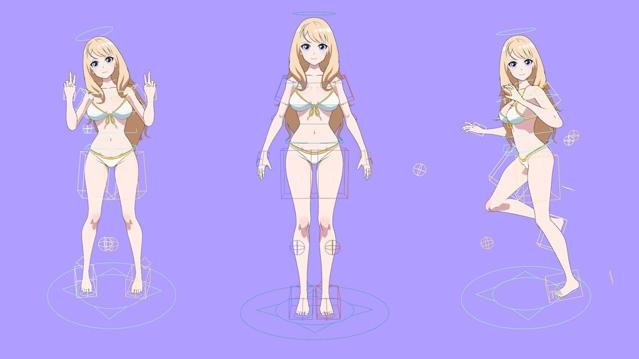 Summer Collection 4 Anime Bikini 3D Characters Low-poly 3D model_29