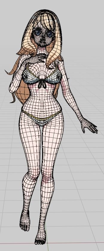 Summer Collection 4 Anime Bikini 3D Characters Low-poly 3D model_32