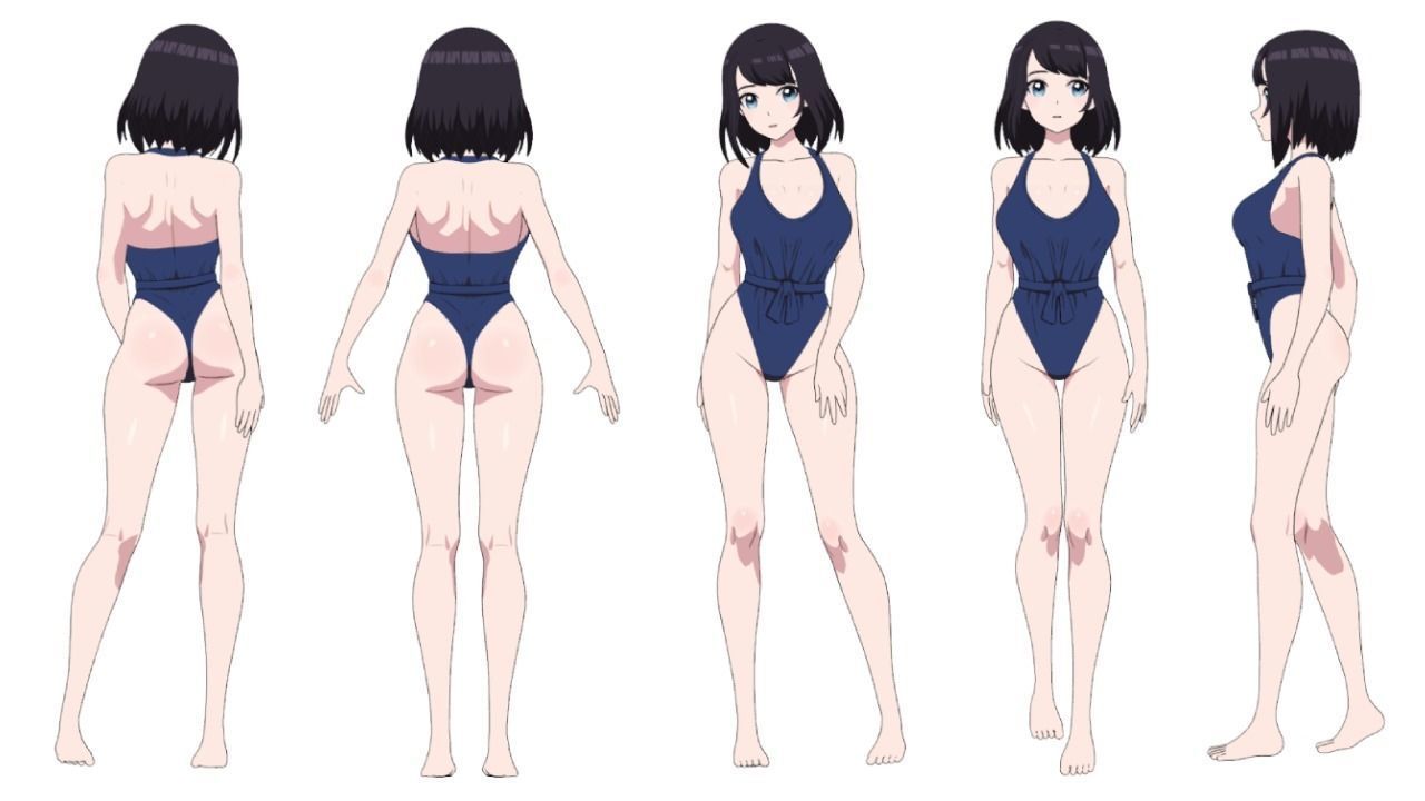 Summer Collection 4 Anime Bikini 3D Characters Low-poly 3D model_34