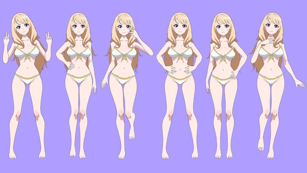 Summer Collection 4 Anime Bikini 3D Characters Low-poly 3D model_25