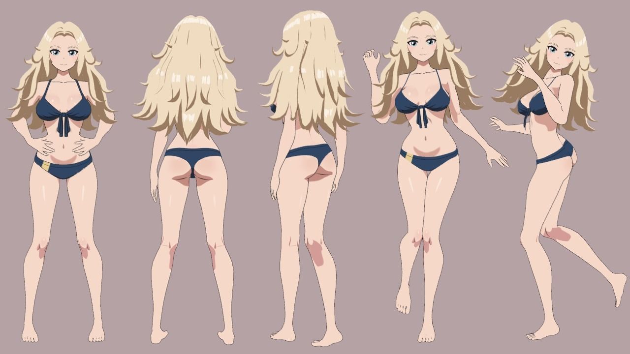 Summer Collection 4 Anime Bikini 3D Characters Low-poly 3D model_22