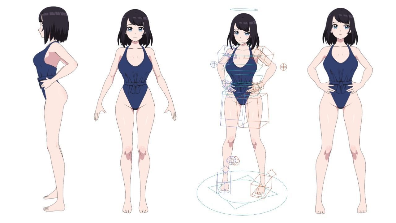 Summer Collection 4 Anime Bikini 3D Characters Low-poly 3D model_33