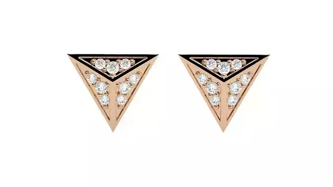 Triangular Diamond Head Light Wt Earrings 3dm stl renders
