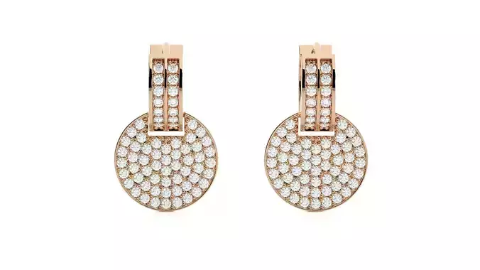Circular Diamond Head Light Wt Earrings 3dm stl renders details