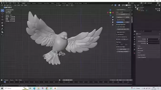 3D Model of a Sparrow in Flight