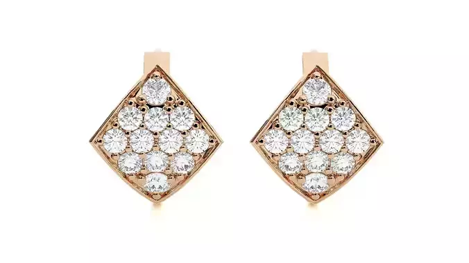 Diamond Head Light Wt Earrings 3dm stl renders details