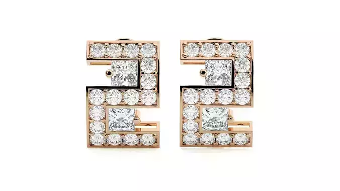 Diamond Head Light Wt Earrings 3dm stl renders details 3D print model