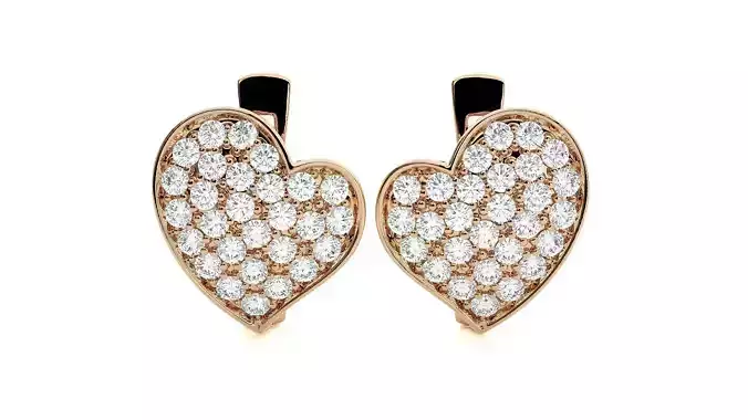 Love Heart Valentine Diamond Head Light Wt Earrings 3dm stl 