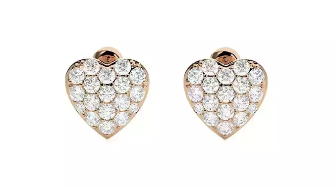 Heart Love Valentine Diamond Head Light Wt Earrings 3dm stl 