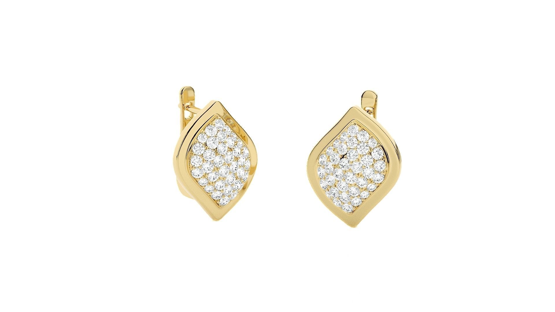 Diamond Head Light Wt Earrings 3dm stl renders details 3D print model_12