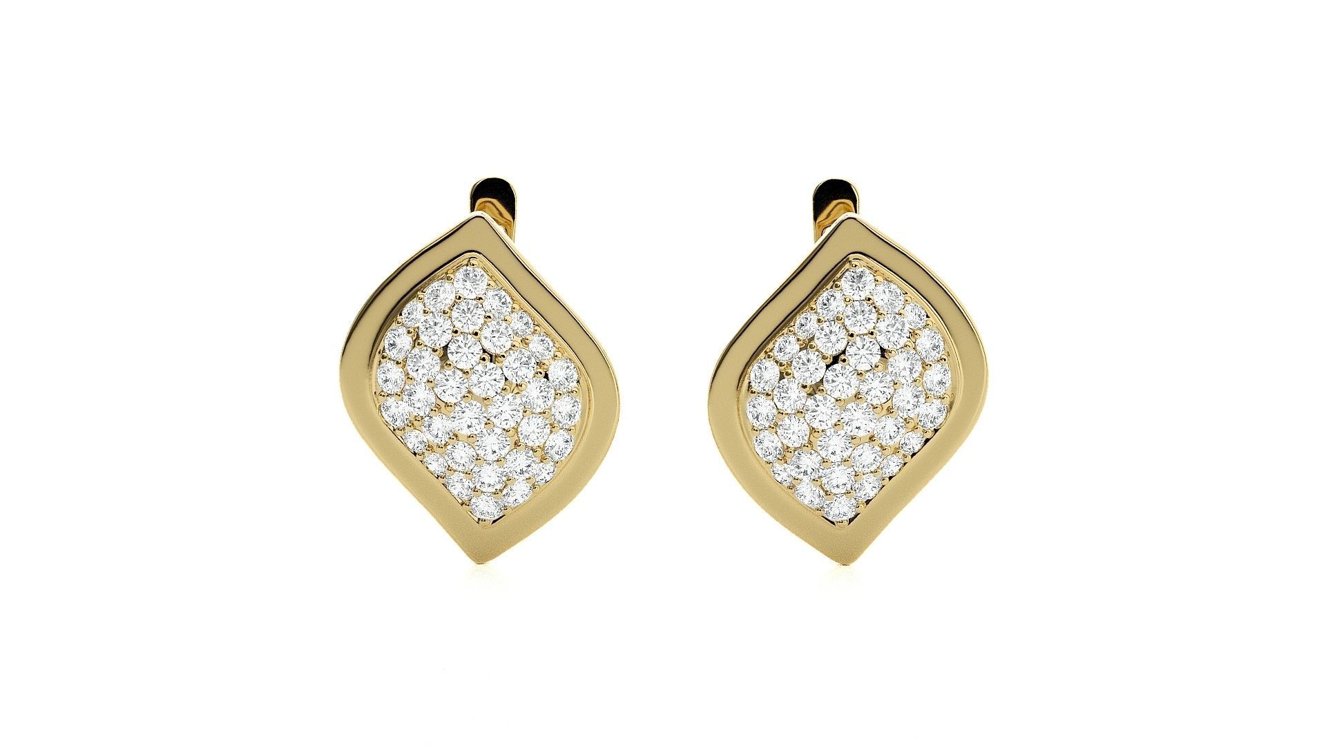 Diamond Head Light Wt Earrings 3dm stl renders details 3D print model_2