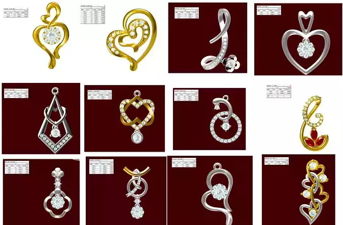 pendant jewellery light weight 12 total