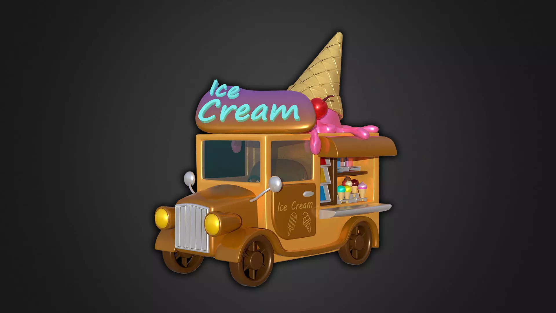 Asset - Cartoons - Food Car Icecream 3D model_0