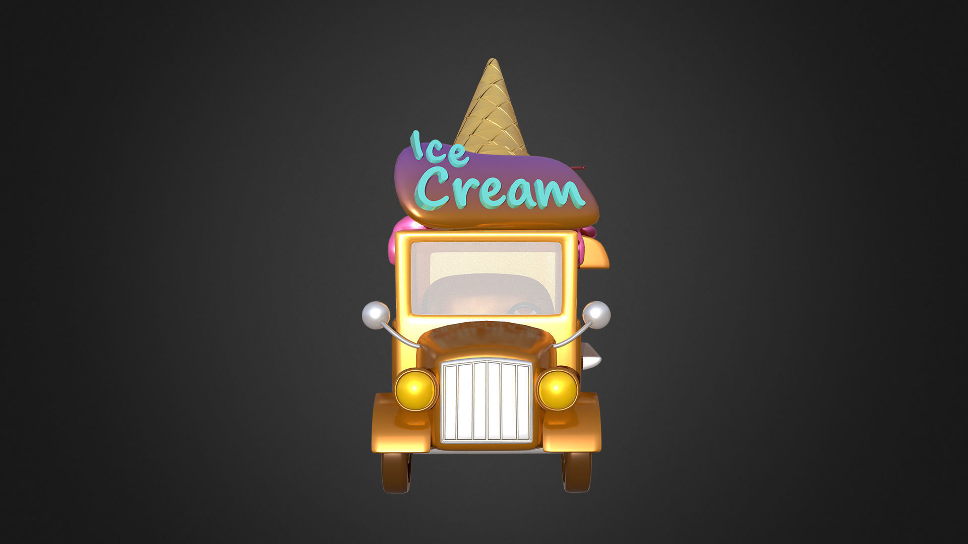 Asset - Cartoons - Food Car Icecream 3D model_4