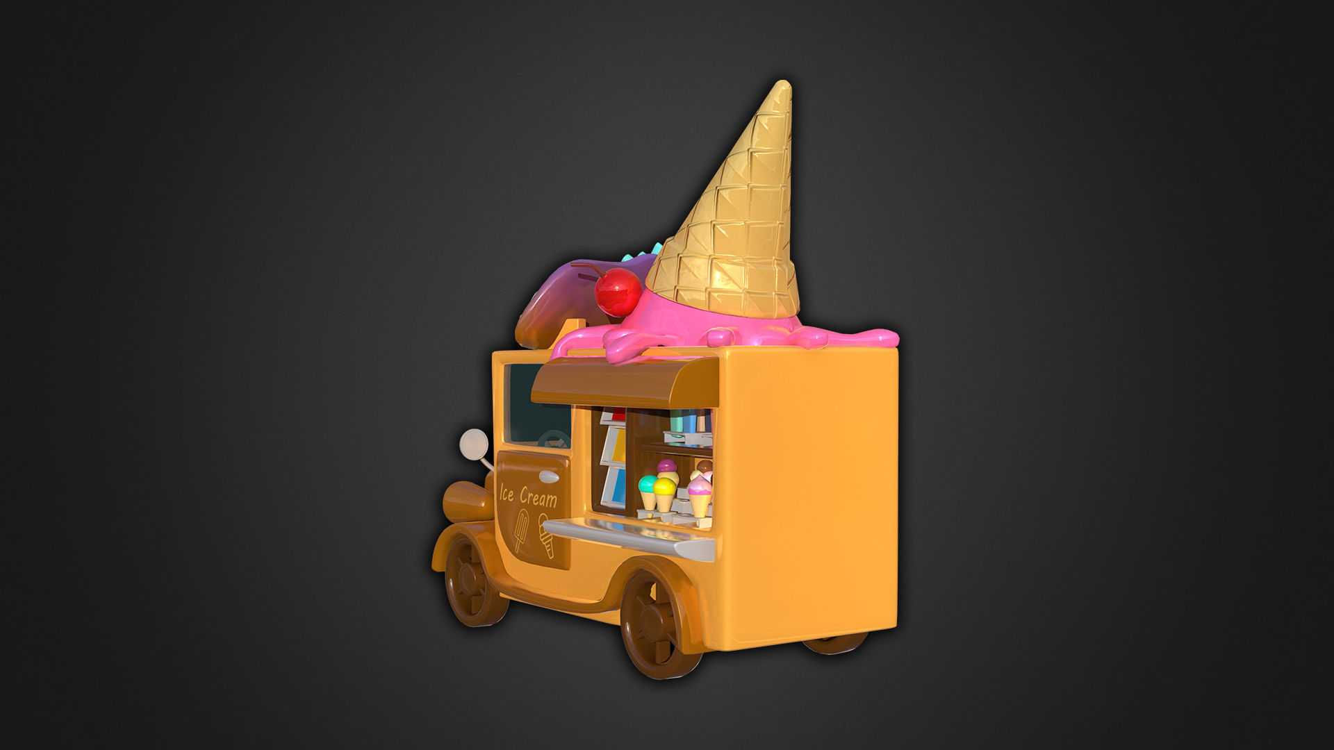 Asset - Cartoons - Food Car Icecream 3D model_12