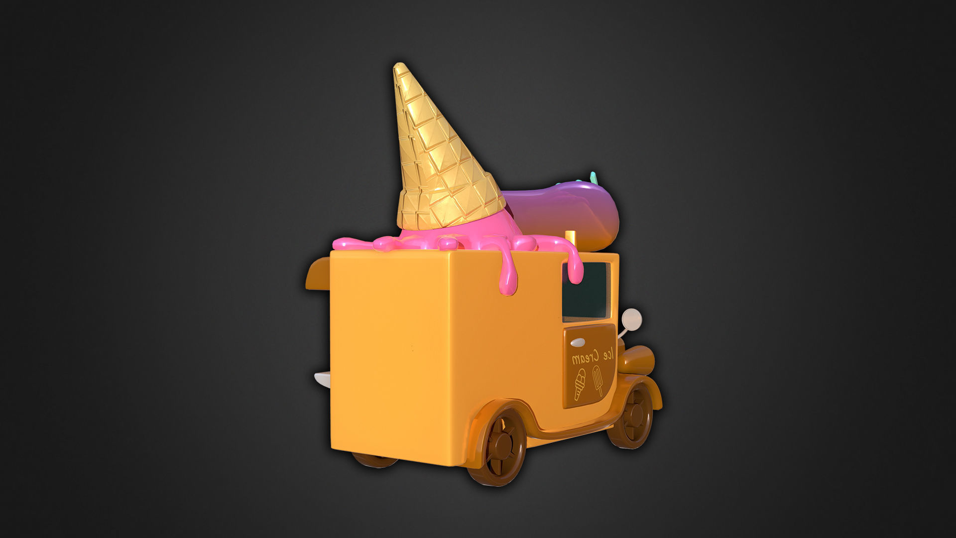 Asset - Cartoons - Food Car Icecream 3D model_11