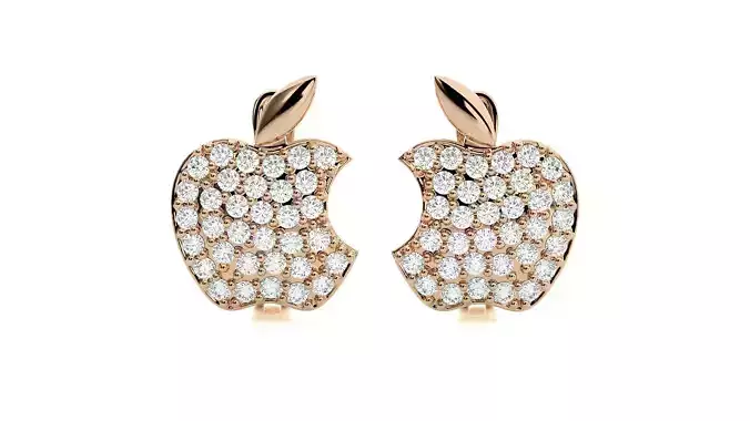 Eaten Apple Diamond Head Light Wt Earrings 3dm stl renders