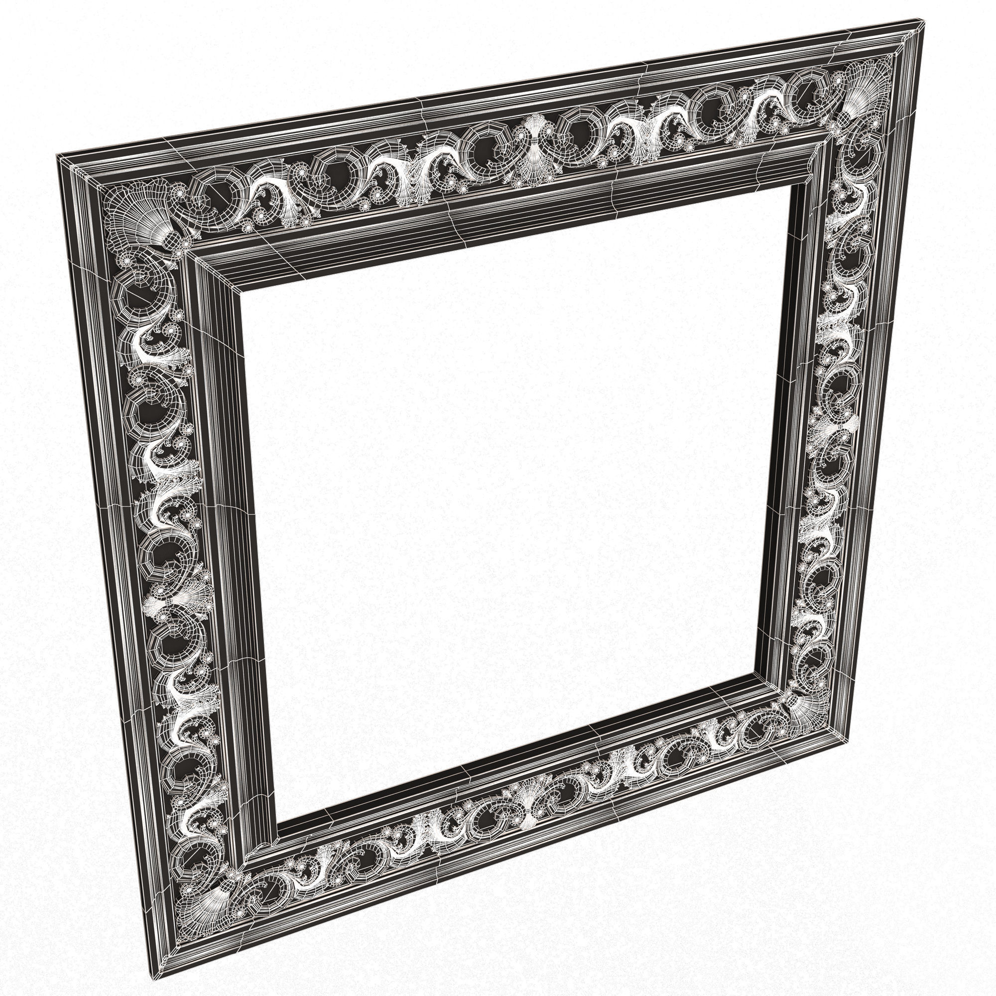 Classic Frame and Mirror 075 Low-poly 3D model_7