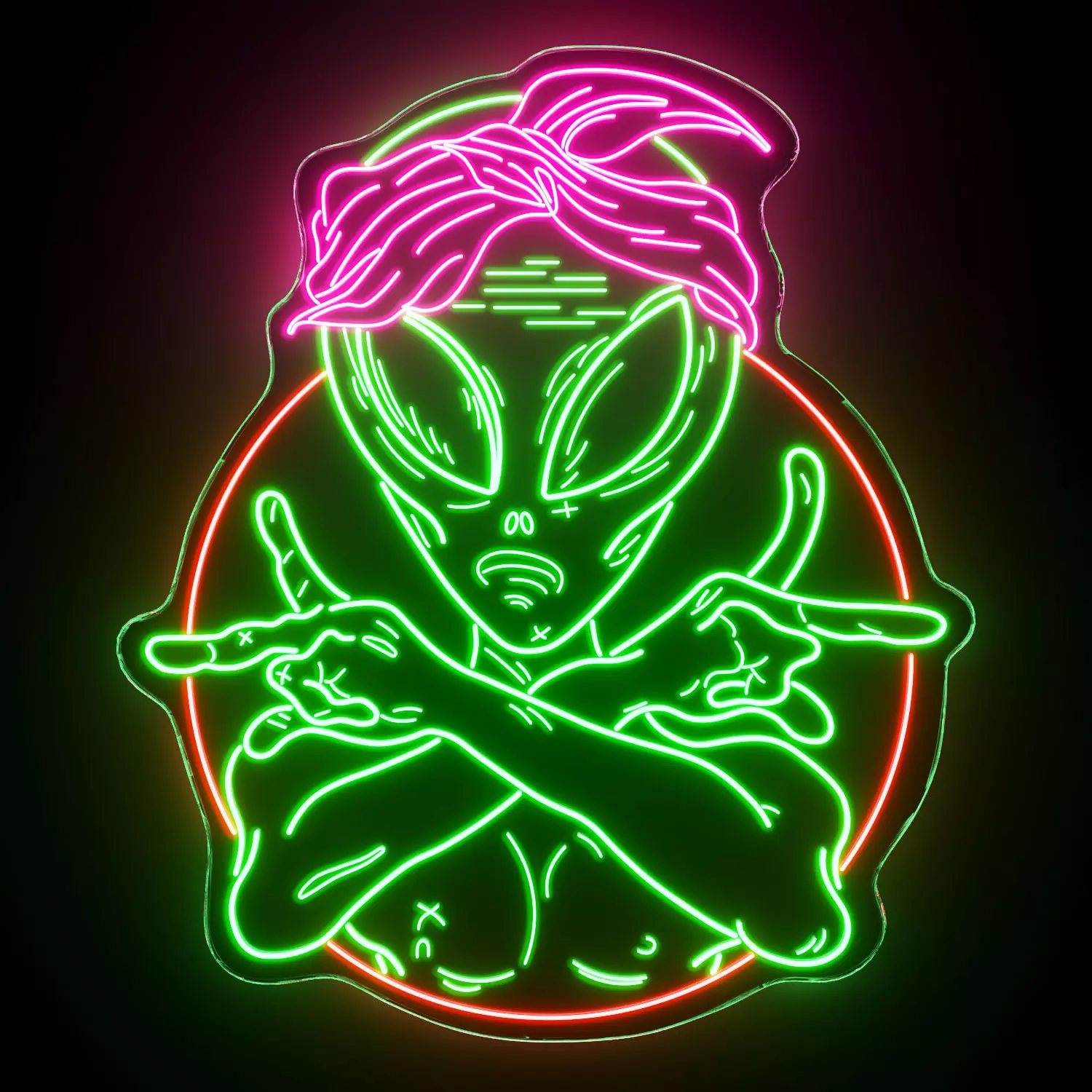 Alien Neon Sign 3D model_0