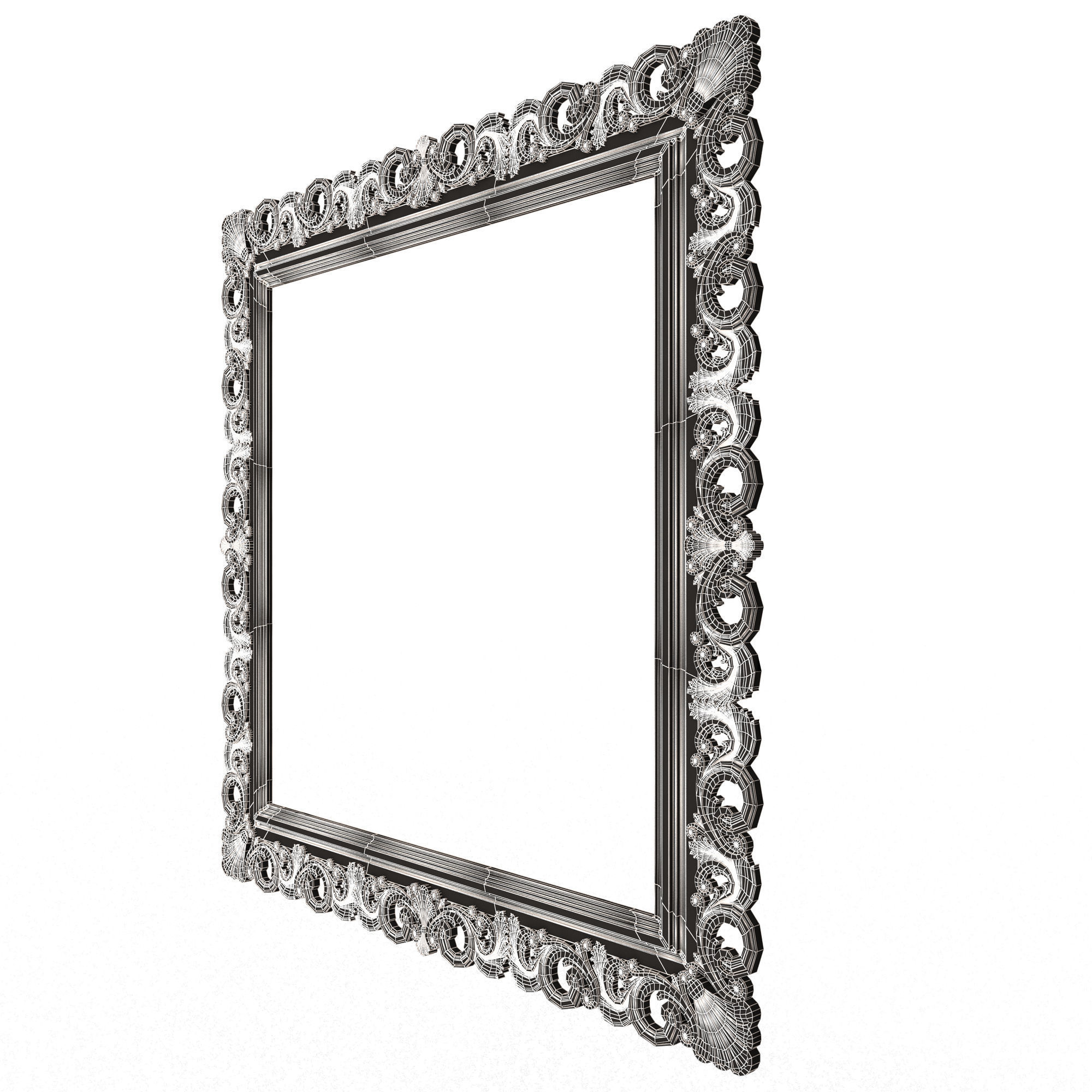 Classic Frame and Mirror 076 Low-poly 3D model_9