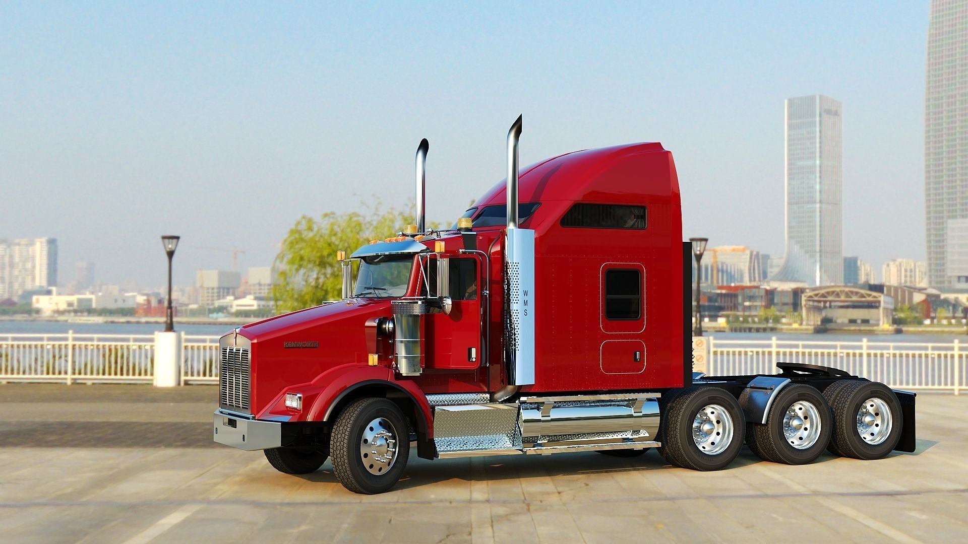 Kenworth T800 Sleeper Semi Truck Low-poly 3D model_38