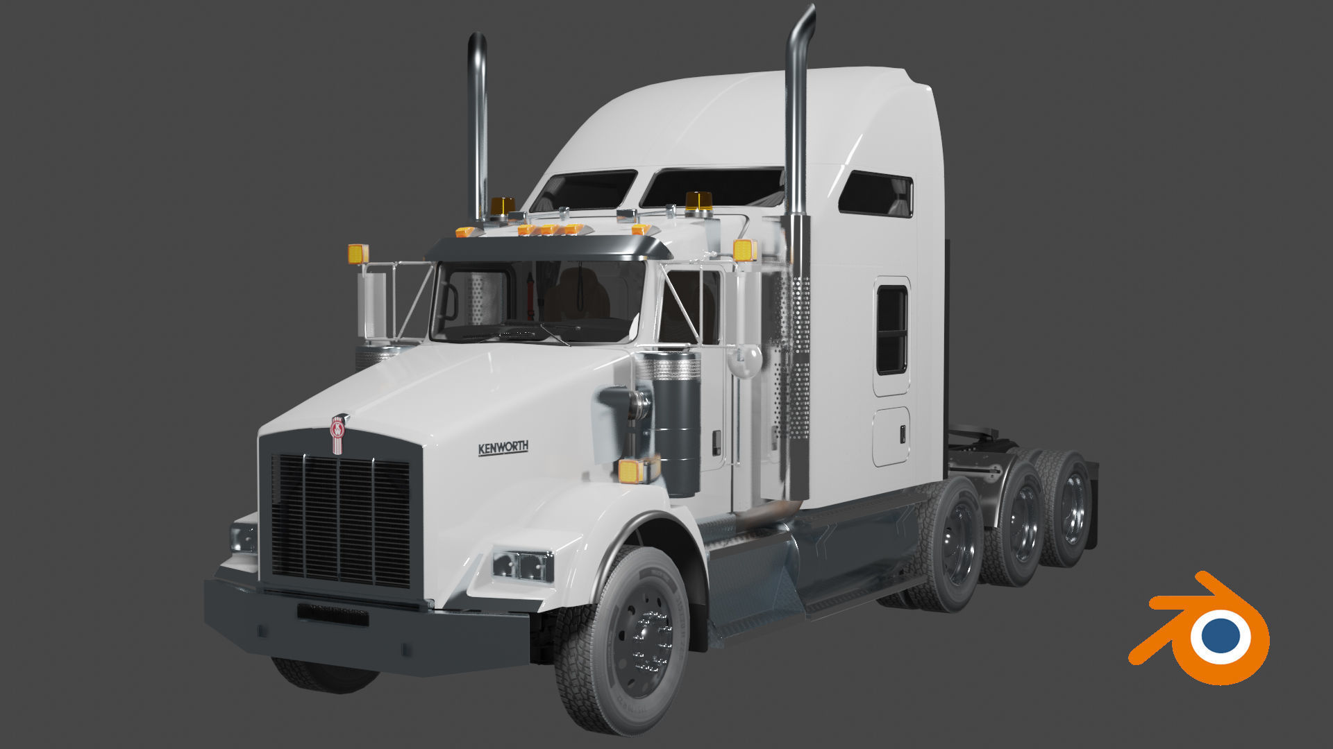 Kenworth T800 Sleeper Semi Truck Low-poly 3D model_56