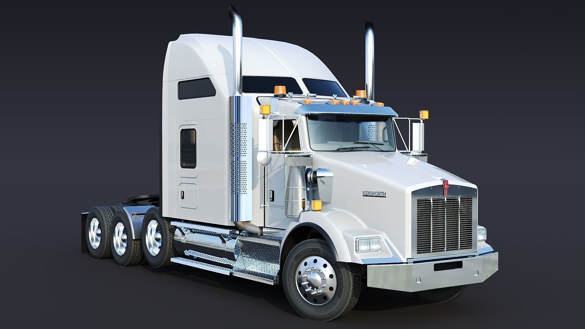 Kenworth T800 Sleeper Semi Truck Low-poly 3D model_9