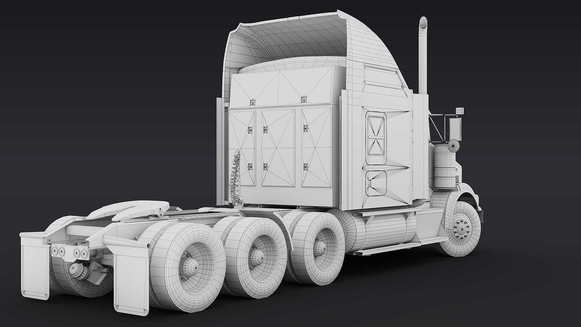 Kenworth T800 Sleeper Semi Truck Low-poly 3D model_45