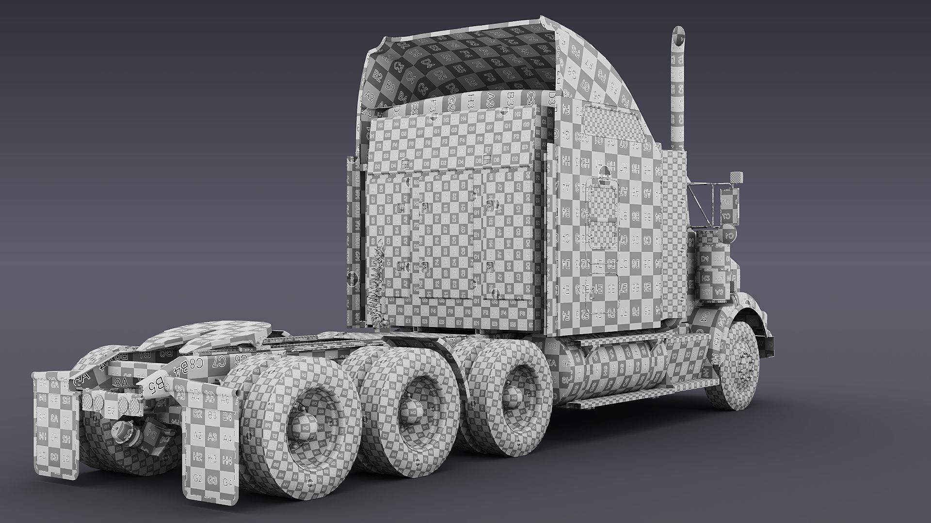 Kenworth T800 Sleeper Semi Truck Low-poly 3D model_54