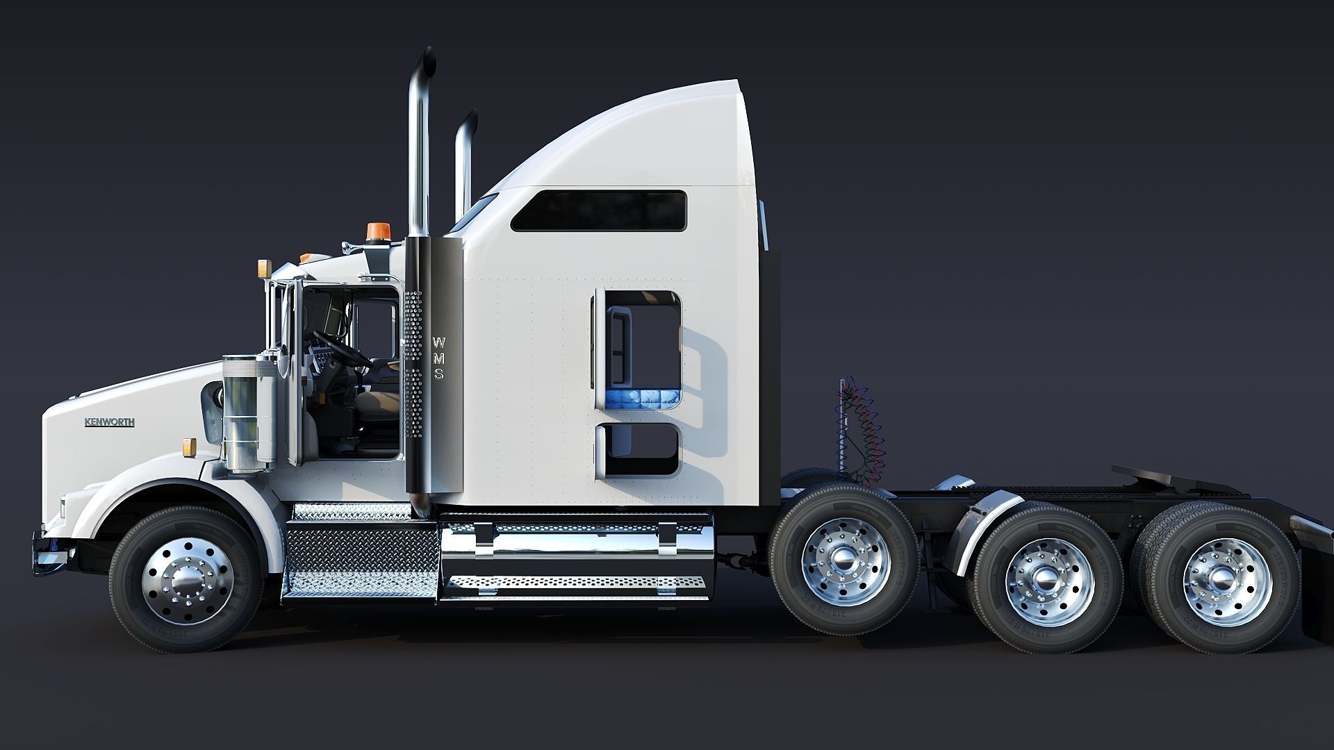 Kenworth T800 Sleeper Semi Truck Low-poly 3D model_4