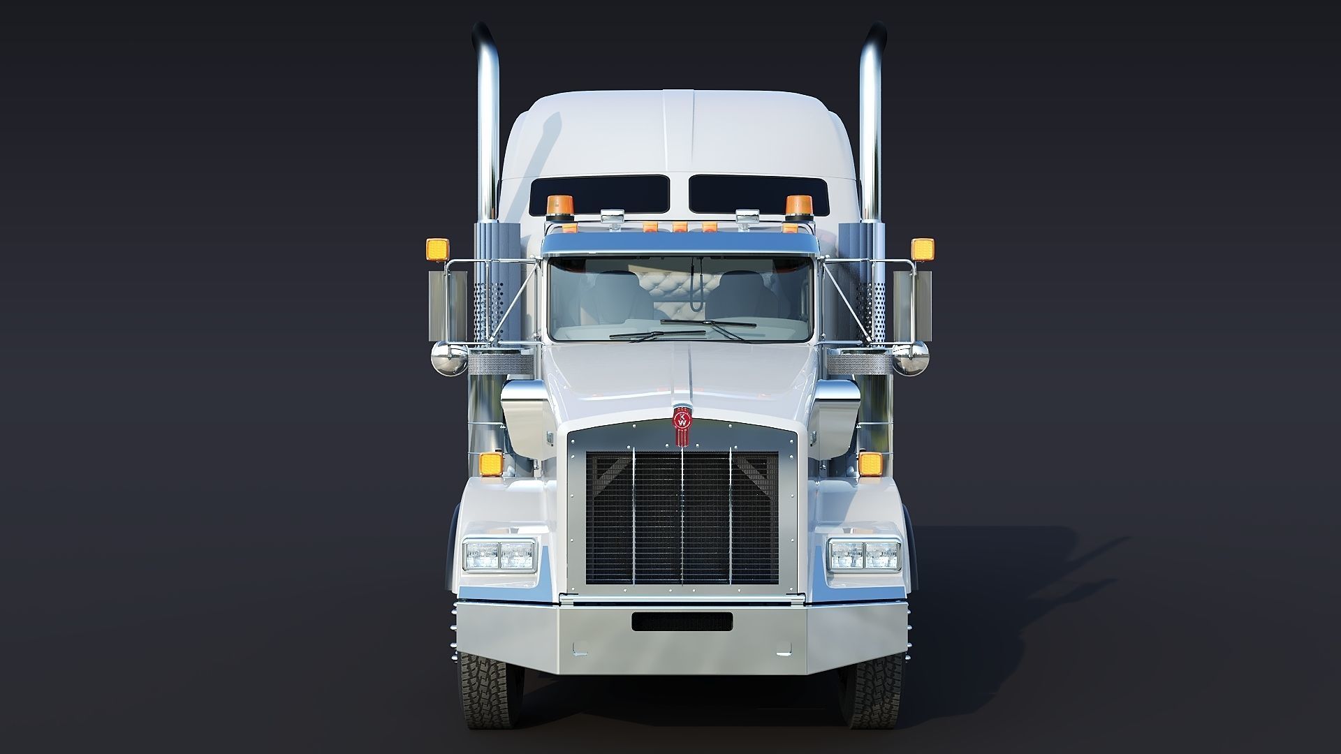 Kenworth T800 Sleeper Semi Truck Low-poly 3D model_10