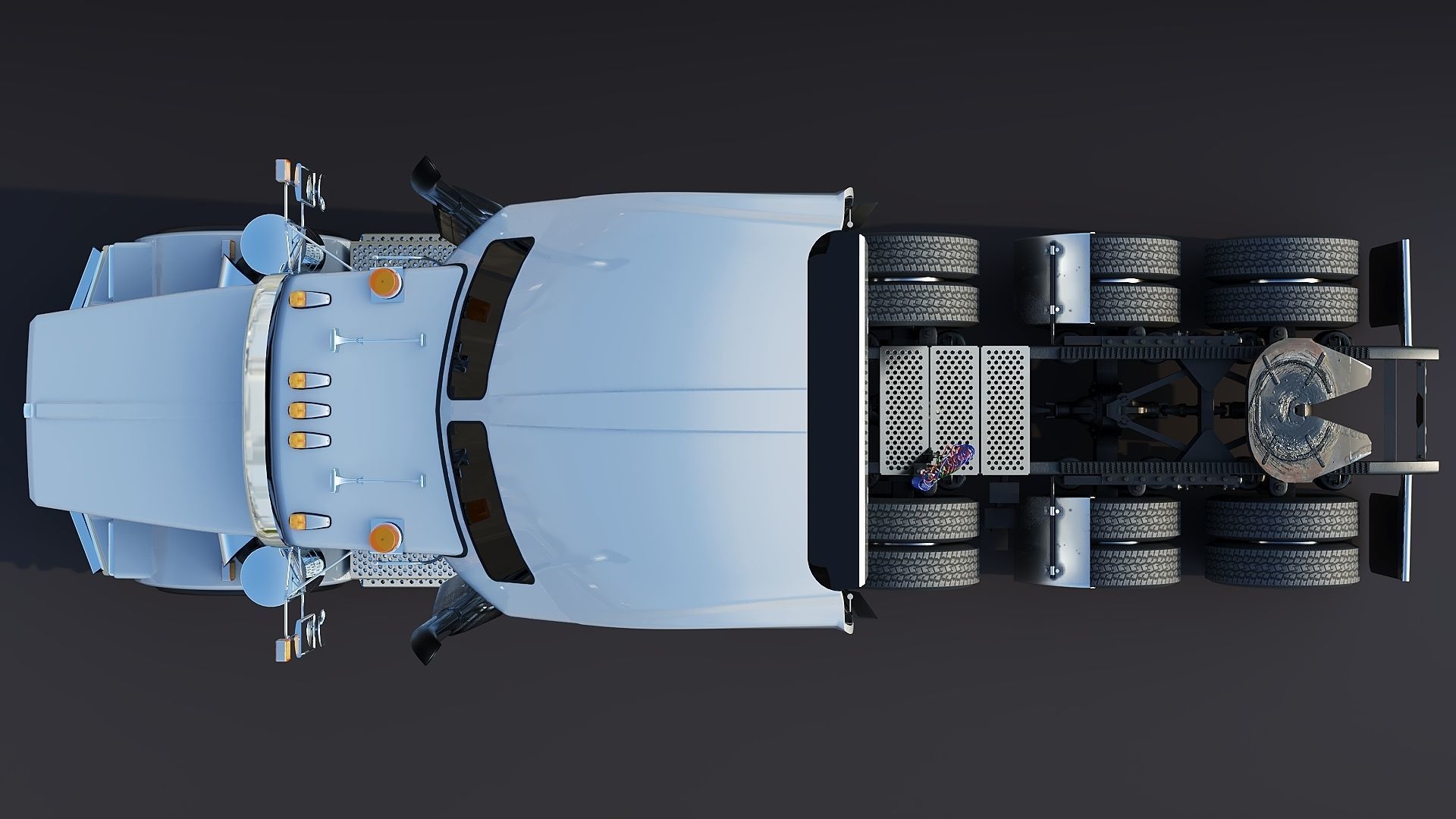 Kenworth T800 Sleeper Semi Truck Low-poly 3D model_11