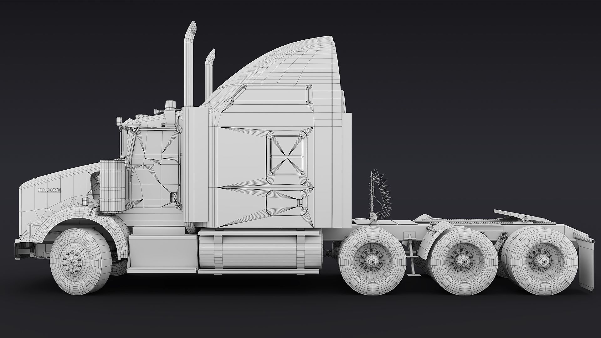 Kenworth T800 Sleeper Semi Truck Low-poly 3D model_43