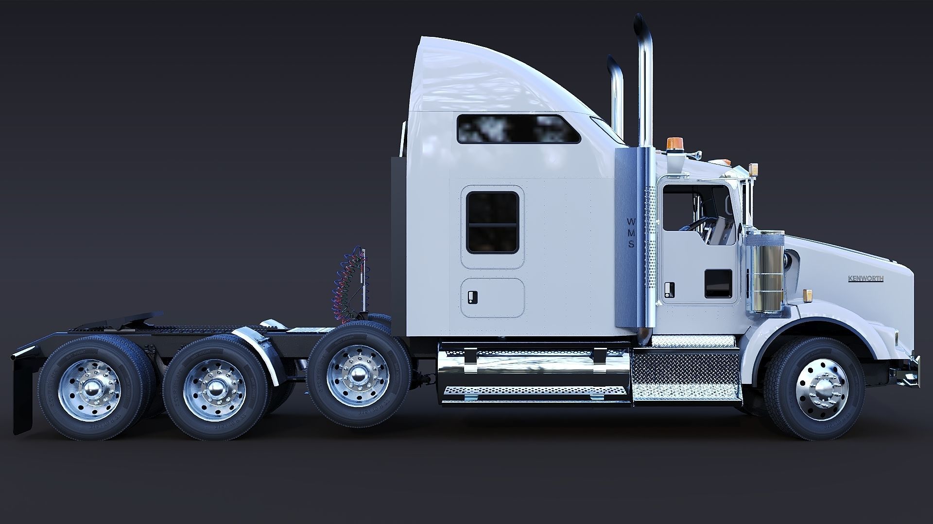 Kenworth T800 Sleeper Semi Truck Low-poly 3D model_8