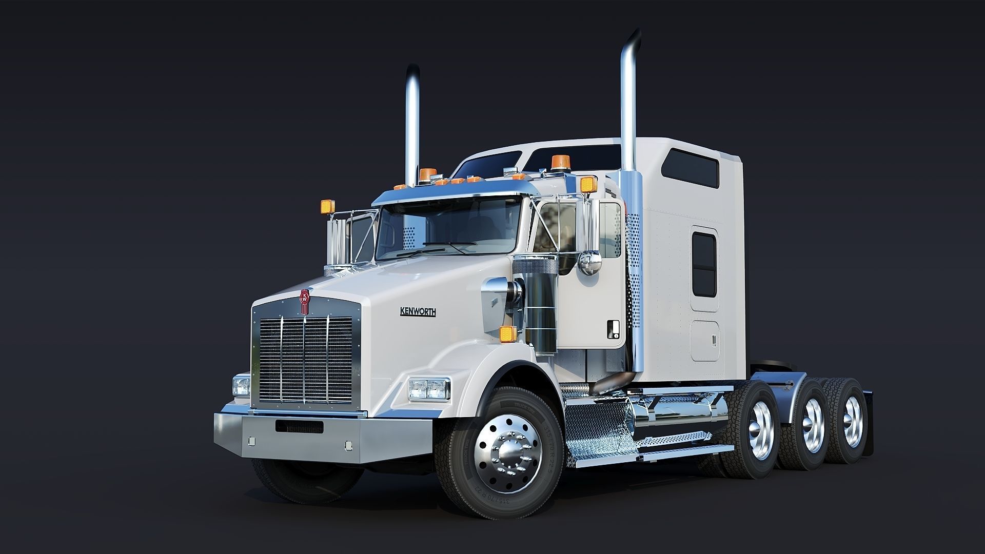 Kenworth T800 Sleeper Semi Truck Low-poly 3D model_23