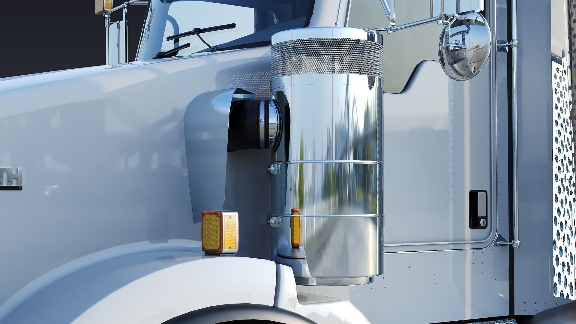 Kenworth T800 Sleeper Semi Truck Low-poly 3D model_26