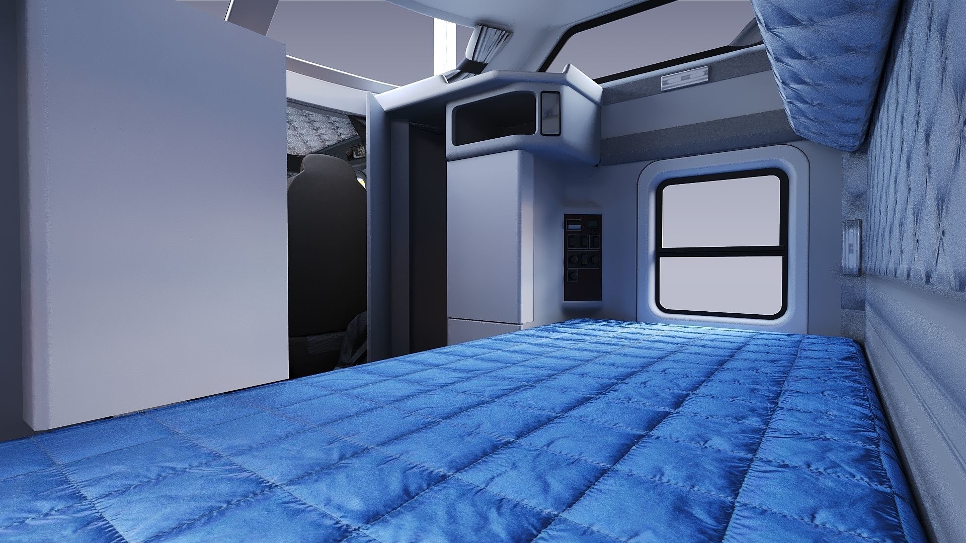 Kenworth T800 Sleeper Semi Truck Low-poly 3D model_21