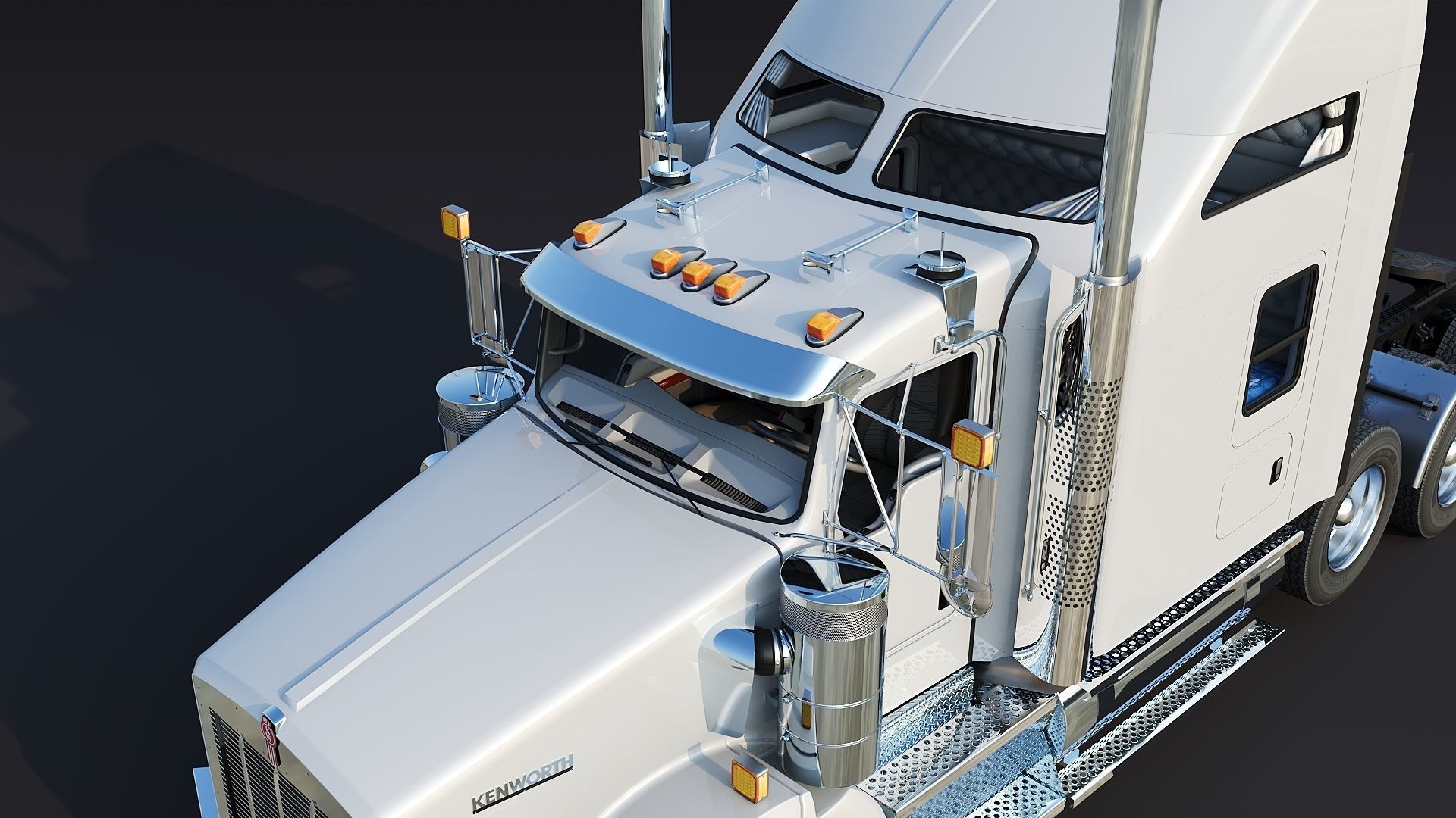 Kenworth T800 Sleeper Semi Truck Low-poly 3D model_36