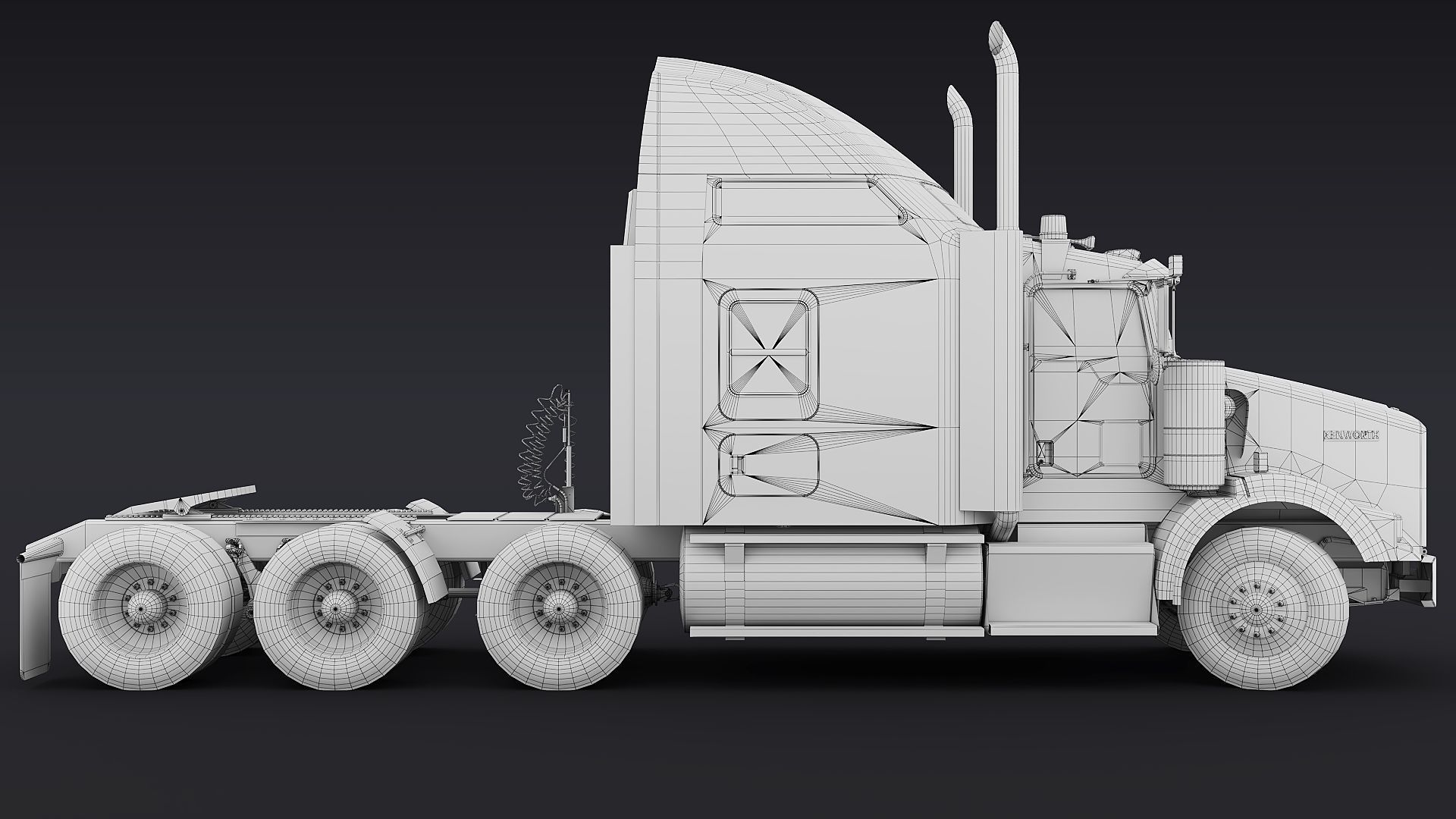 Kenworth T800 Sleeper Semi Truck Low-poly 3D model_46
