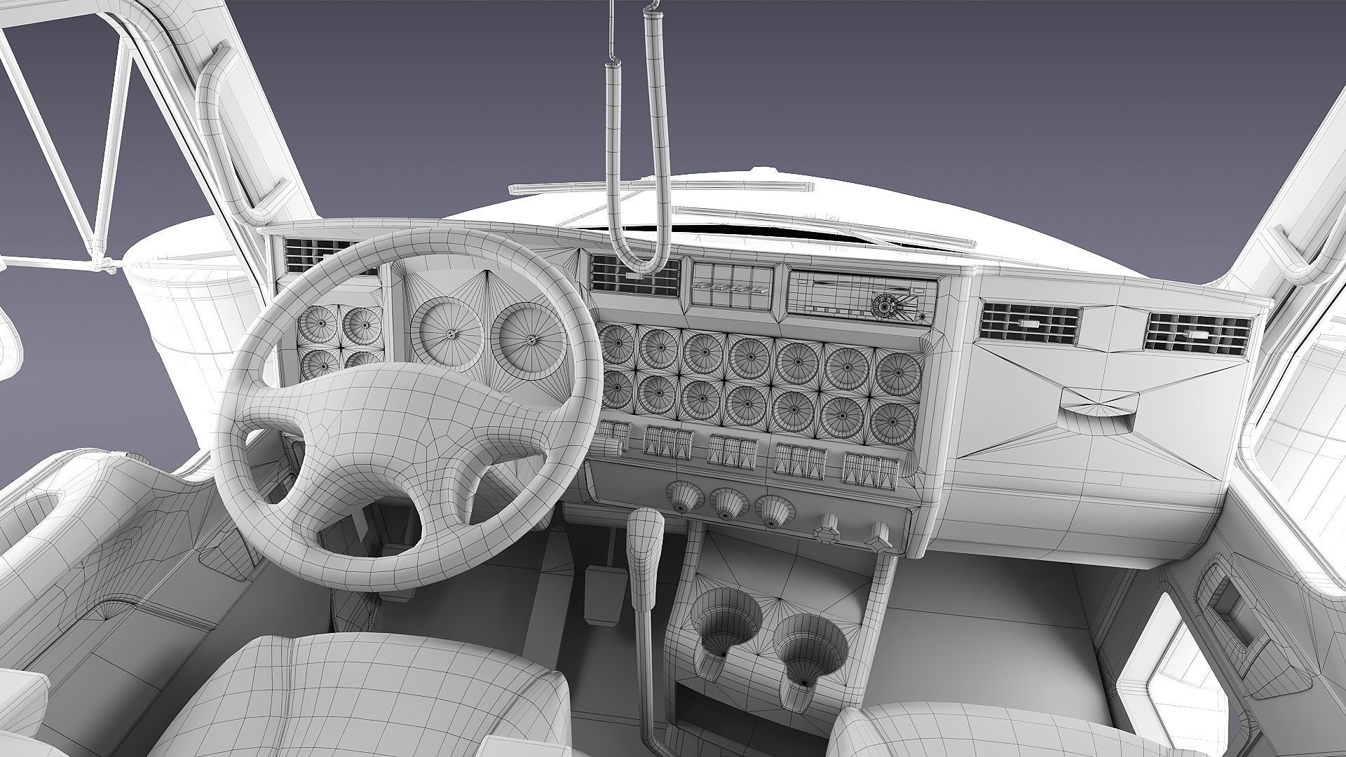 Kenworth T800 Sleeper Semi Truck Low-poly 3D model_48