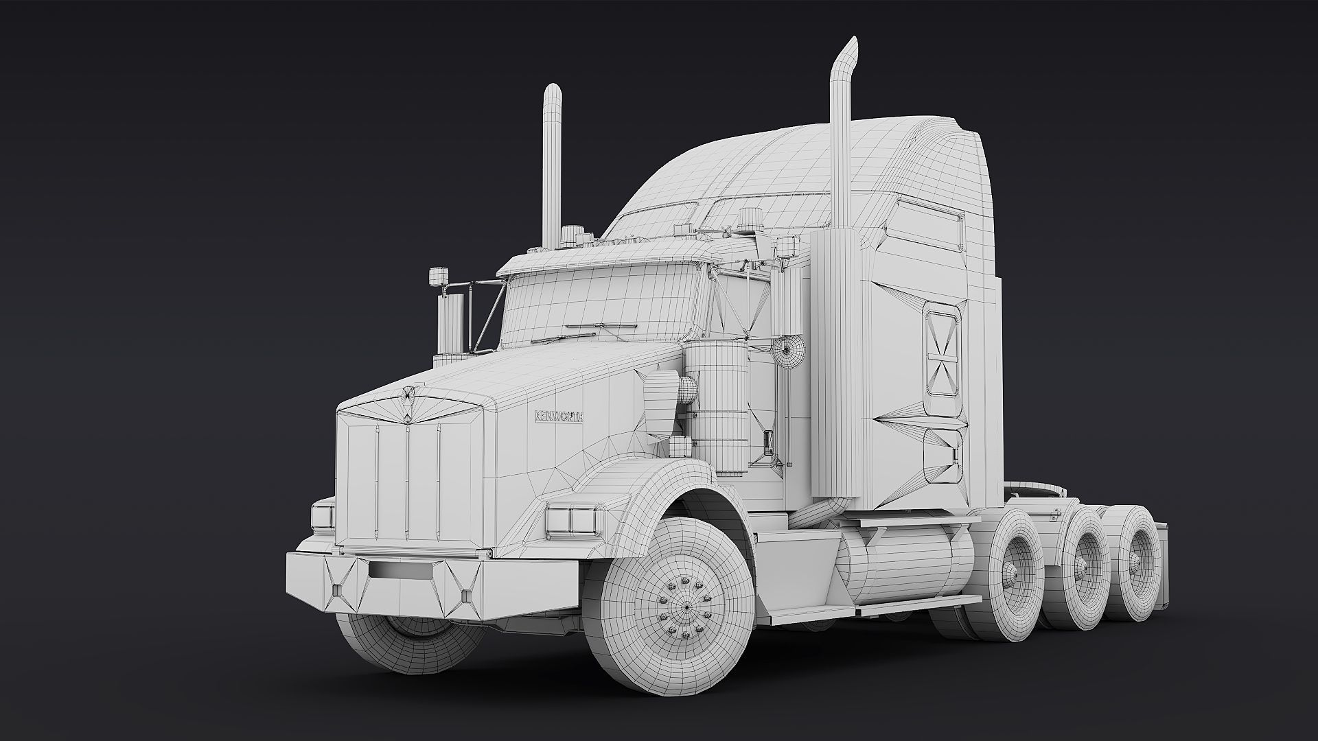 Kenworth T800 Sleeper Semi Truck Low-poly 3D model_42