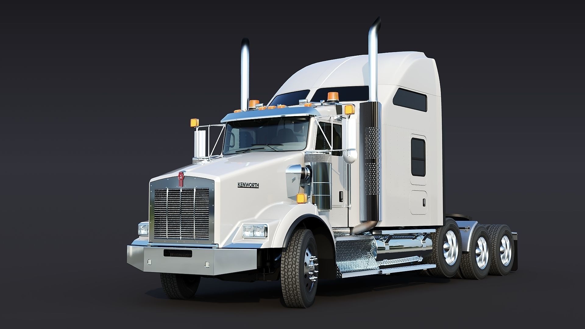 Kenworth T800 Sleeper Semi Truck Low-poly 3D model_2