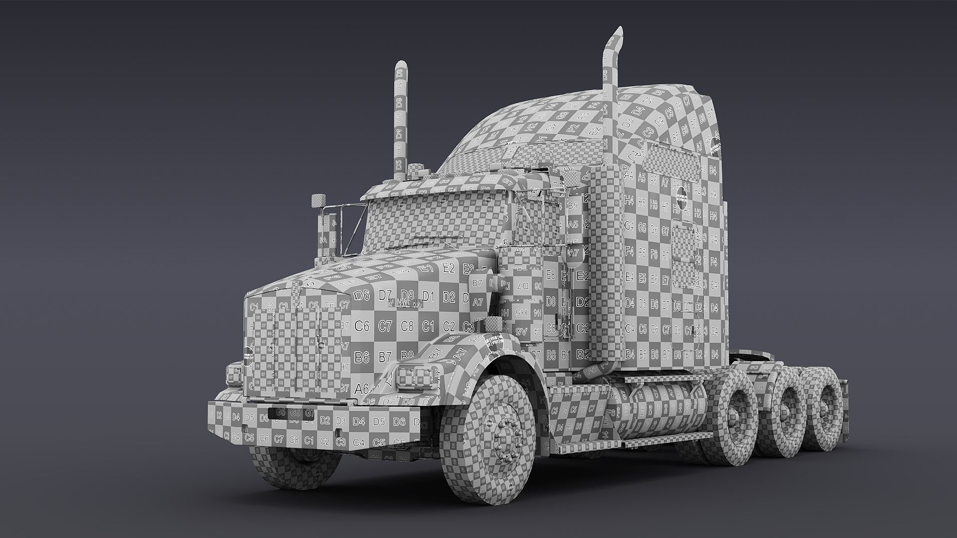 Kenworth T800 Sleeper Semi Truck Low-poly 3D model_53