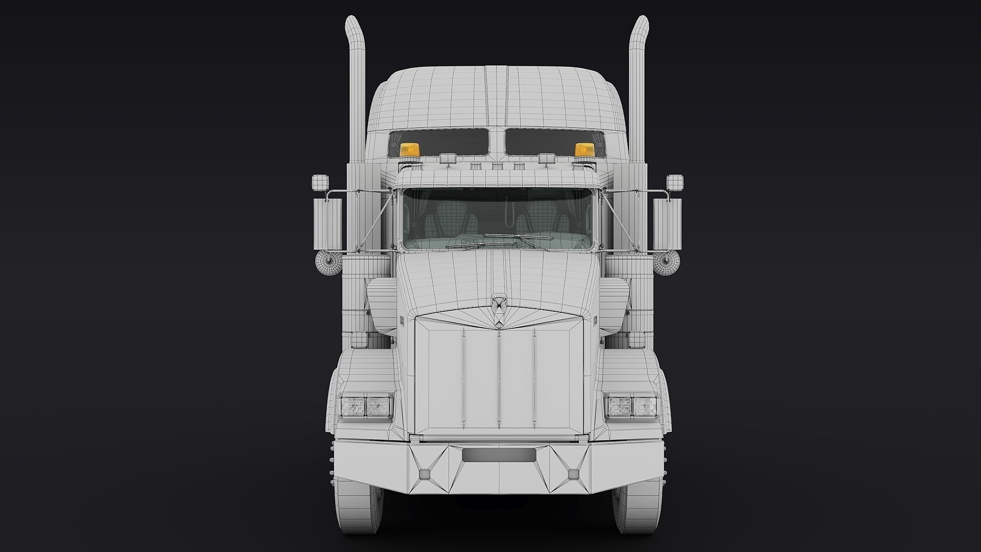 Kenworth T800 Sleeper Semi Truck Low-poly 3D model_47