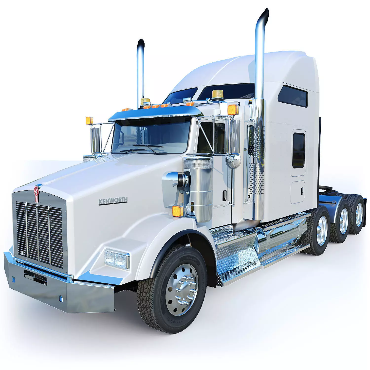 Kenworth T800 Sleeper Semi Truck Low-poly 3D model_0