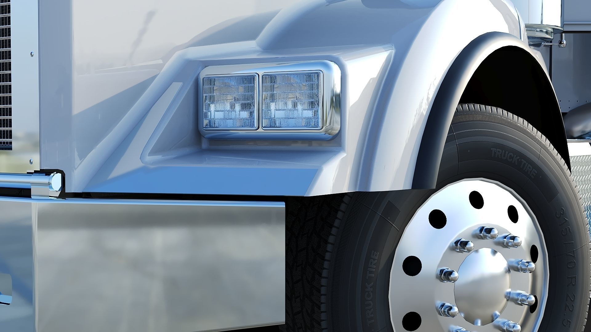 Kenworth T800 Sleeper Semi Truck Low-poly 3D model_25